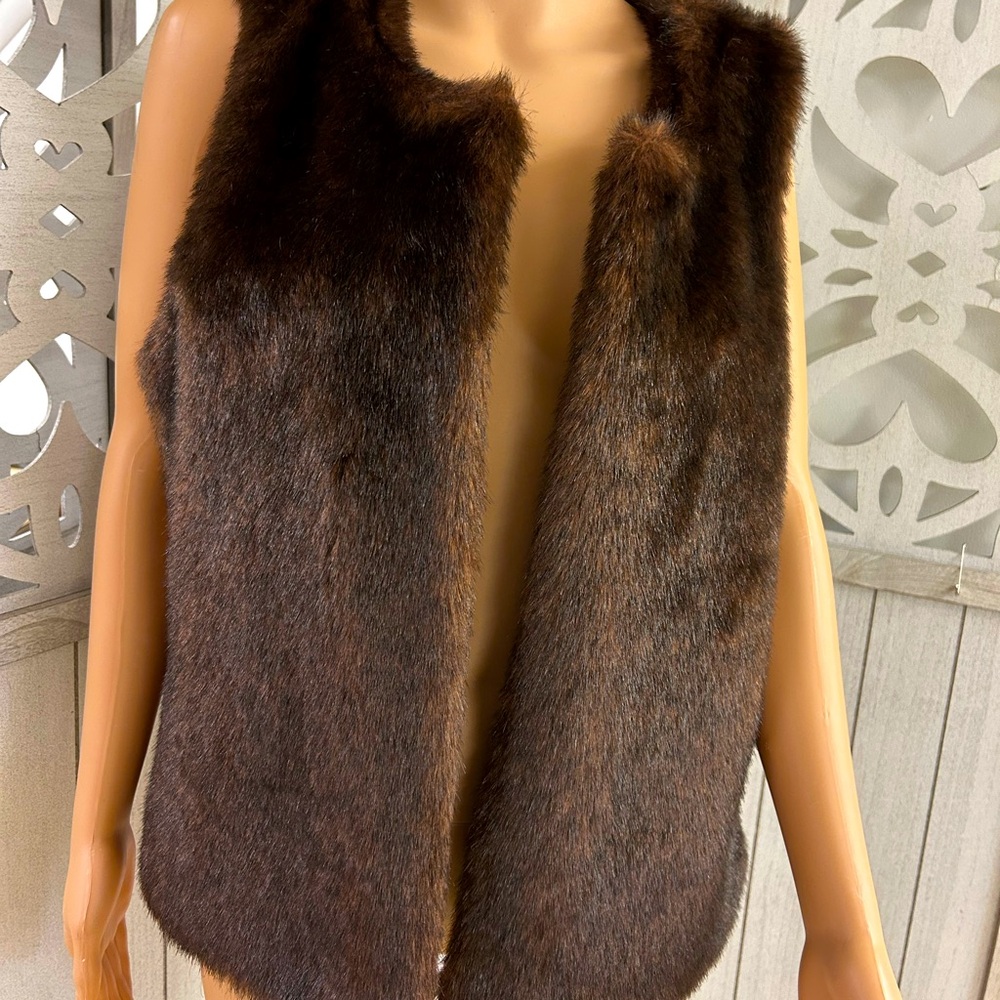 Worthington Brown Faux Fur Vest Size XL
